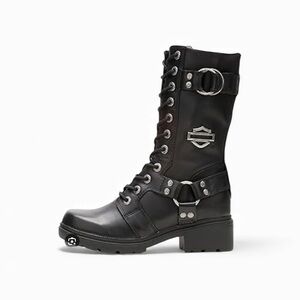 Harley-Davidson Black Moto Boots Eda Silver Accents Womens 5.5 New